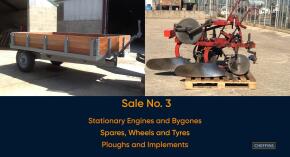 Vintage sale - Sale 3 - Engines, Spares, Bygones, Implements and Ploughs (Lots 850 - 1278) etc to be held at The Machinery Saleground, Sutton, Ely, Cambs, CB6 2QT REGISTRATION OPENS 15TH JULY 2022