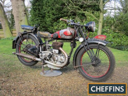 1938 500cc Gilera 500VL MOTORCYCLE Reg. No. TO 1 4010 (Italian)
 
Frame No. 5889 Engine No. 5889 Probably a unique machine in the UK this highly original and unrestored Gilera came into the vendors possession in 2007 from a fellow collector. It is the per