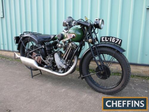 1928* 493cc BSA OHV 'Sloper' MOTORCYCLE Reg. No. EL 1671 Frame No. Not Found Engine No. Y9-601 A handsome 3 speed OHV machine that is equipped with a full carbide lighting set and bulb horn to the nickel plated handlebars with a lever controlled throttle.