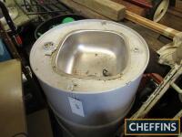 45gallon drum with sink fitted, ex-Motorrad stand Goodwood Revival