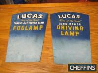 Lucas Foglamp and Driving Lamp, 2no. point of sale display boards