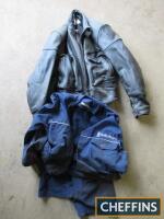 Triumph Triple Collection 1997 leather motorcycle jacket size 46, together with Rolls-Royce boiler suit