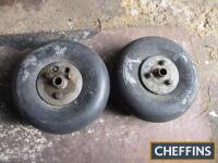 Pair of vintage aircraft rear wheels and tyres (4.00x3.5)