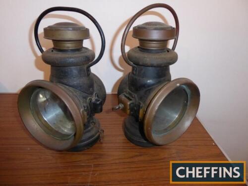 2no. P & H veteran oil lamps with different fittings