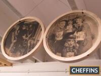Chevron, 1960s motorcycling advertising images in circular frames (4), together with wooden emblem