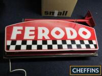 Ferodo, hanging, double sided, illuminated Perspex sign, complete with hanging bracket (cracks), 43x17ins