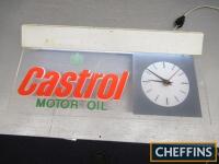 Castrol Motor Oil, a dealership clock, illuminated hanging type, a rare item, 22x11ins