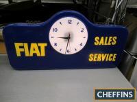 Fiat Sales Service, a dealership clock, illuminated hanging type, 29x15ins