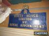 Rolls-Royce Limited by Royal Appointment, a cast yellow metal plaque, 12x18ins ex-Jack Barclay showroom