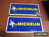 Michelin, a pair of printed tin oil cabinet signs, 20x9ins each
