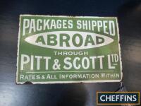 Pitt & Scott Ltd, double sided, flanged enamel sign, 19x12ins