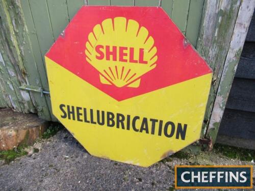 Shellubrication, an octagonal printed tin sign, 34x34ins