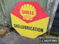 Shellubrication, an octagonal printed tin sign, 34x34ins