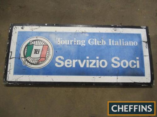 Touring club Italiano Serizio Soci, a printed tin sign, mounted to frame, 47x20ins