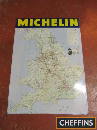 Michelin printed tin map of England and Wales, 33x24ins, 1966