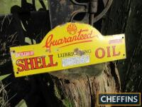 Shell Lubricating Oil Guaranteed, an early enamel sign, 25x10ins