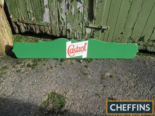 Castrol, a large hanging double sided wooden sign created by Stewart Imber