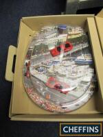 Ferrari Monaco, a Perspex toilet seat with cars and circuit encapsulated