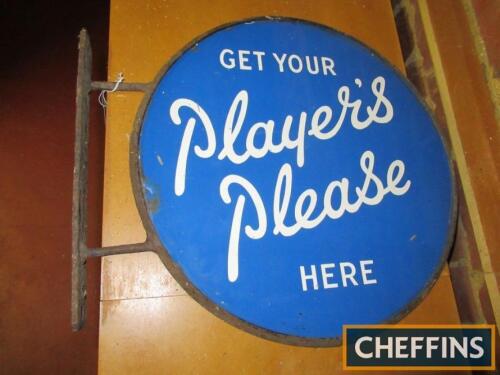 Get Your Player's Please Here, a circular enamel sign, double sided in original steel frame, 18ins