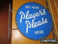 Get Your Player's Please Here, a circular enamel sign, double sided in original steel frame, 18ins