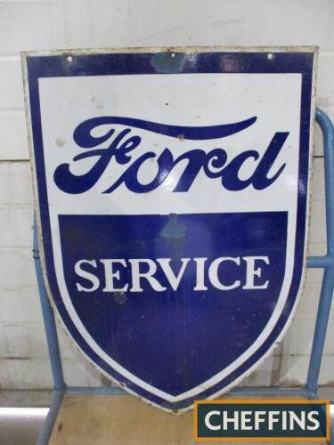 Ford Service, a double sided shield shaped enamel sign, 24x33ins