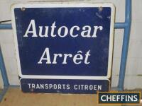 Autocar Arret, Transports Citroen, an enamel sign 20x20ins