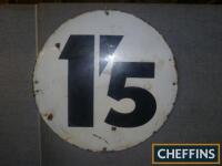 1`5d enamel price sign, 2ft diameter