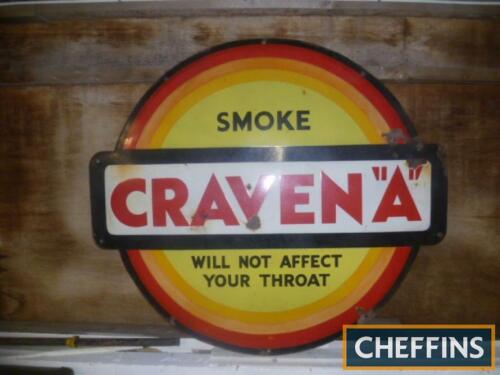 Craven A - Will Not Affect Your Throat, large station style enamel sign, 4ft 6ins x 4ft