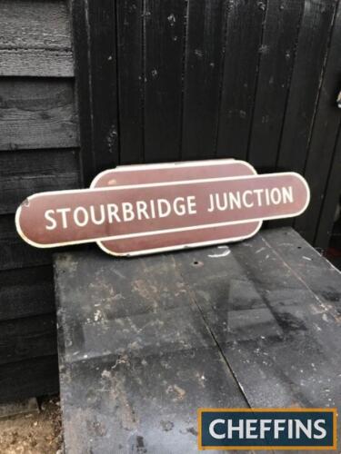 Stourbridge Junction, an enamel railway station totem, 36x10ins