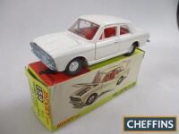 Dinky No. 159 Ford Cortina De Luxe, white, red interior, spun hubs, near mint, box slightly creased