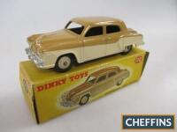 Dinky No. 172 Studebaker Land Cruiser, tan over cream, ridged cream hubs, near mint with good colour spot box