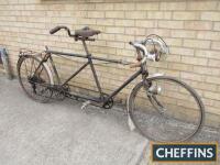 Claude Butler gent's tandem bicycle, 3 speed, twin rear drive sprockets, lacking rear saddle, for restoration