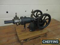 British Engineers & Electrical Co. of Leek, horizontal, open crank, twin flywheel hot tube gas engine. Stated to be in good condition with original paint and good compression, complete with a qty of copy period adverts and build details