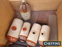 Ceramic hot water bottles (4) and cider jug