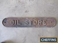 Oil store, a cast iron name plate