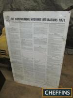 The Woodworking Machines Regulations 1974, a tin sign 35x24ins
