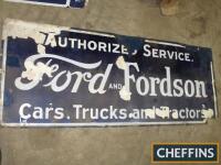 Ford & Fordson, Cars, Trucks & Tractors, a large enamel sign with some over-painting and losses 5ft x 2ft