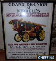 Framed advert for grand reunion of Burrell Steam Engines at Chelmsford