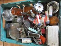 Tray of classic car parts