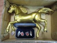 Invicta full bodied horse mascot together with a pair of Invicta enamelled cufflinks
