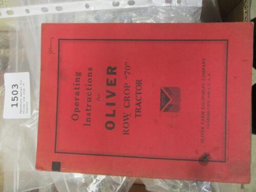 Operators manual for Oliver row crop 70 tractor