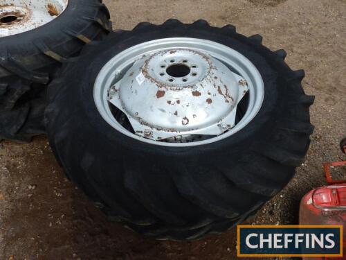 Pair of 12.4x28 Goodyear diamond pattern wheels and tyres