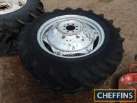 Pair of 12.4x28 Goodyear diamond pattern wheels and tyres