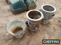 Qty galvanised buckets, together with copper strawberry planters