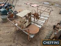 Weighing scales, together with push drill and vegetable barrow