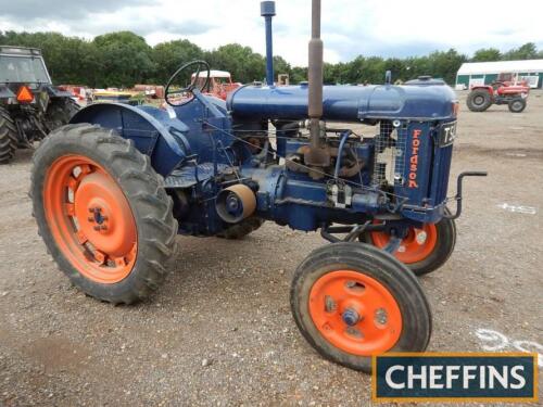 FORDSON E27N 4cyl TRACTOR Stated by the vendor to be an ex Sandringham Estate tractor with just one other owner and to have been restored a few years ago including a block repair. Stated to 'run perfectly' and offered for sale with V5 documentation