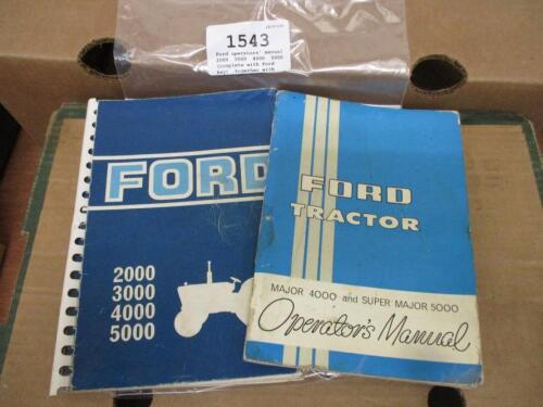 Ford operators' manual, 2000, 3000, 4000, 5000 (complete with Ford key), together with another for Major 4000 and Super Major 5000