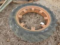 Fordson Major wheel rim with damaged tyre