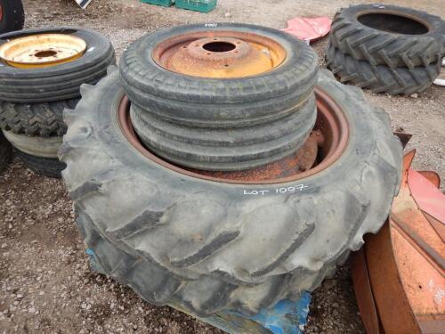 Set of Nuffield 11x36 and 9.00x19 wheels, complete