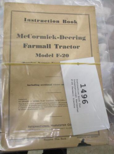 Instruction book for International Harvester F-20 Farmall tractor